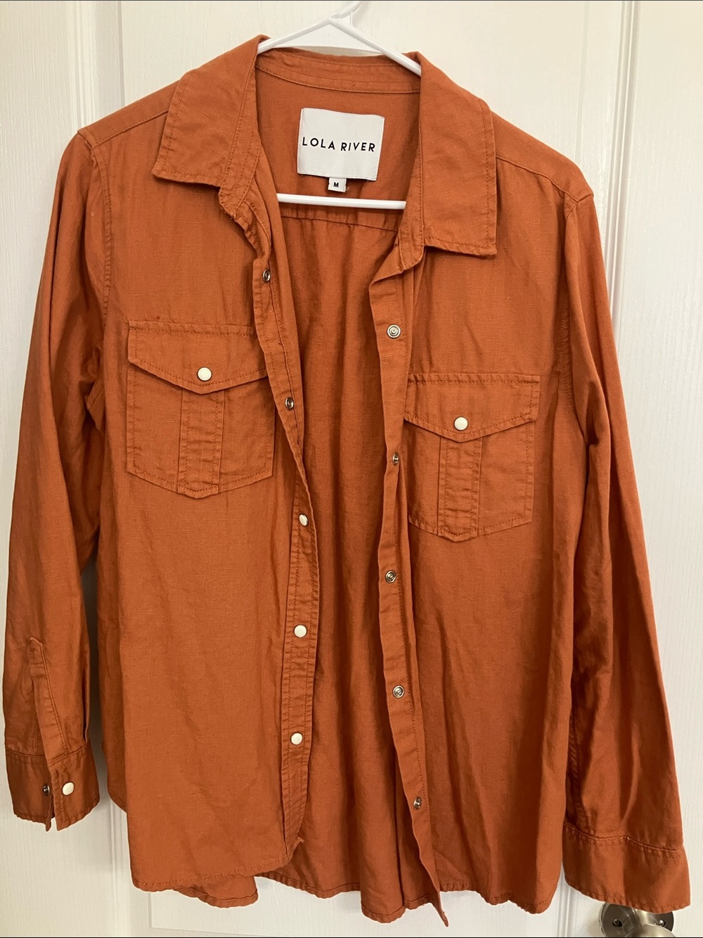 Lola River Women's Rust Button-Front Shirt Jacket